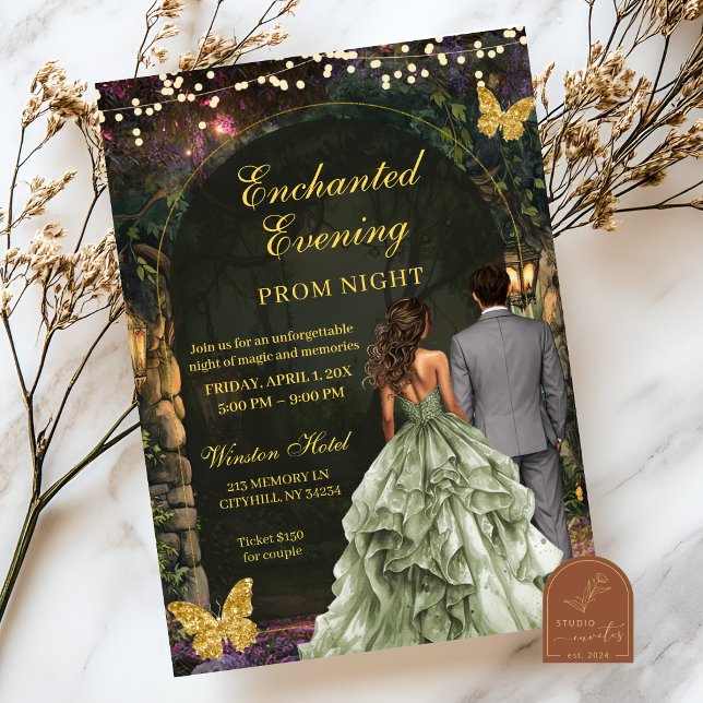 Convites Enchanted Green Forest Prom Invitation (Criador carregado)