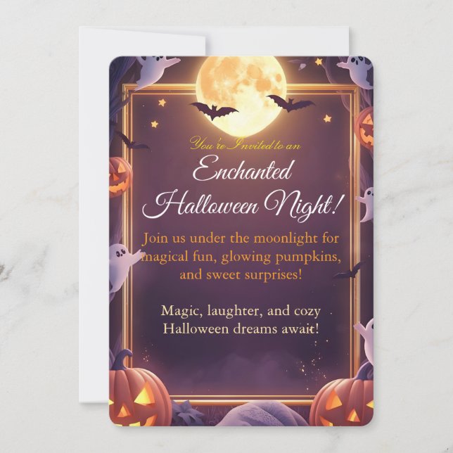 Convites Enchanted Halloween Night Invitation Card (Frente)