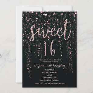 Convites Enchanted Star Lights Rosa Dourado Blush Sweet 16 