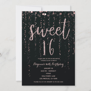 Convites Enchanted Star Lights Rosa Dourado Blush Sweet 16