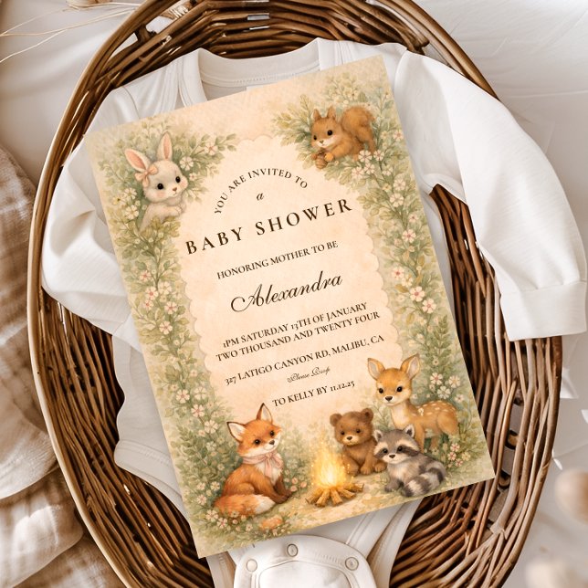Convites Enchanted Woodland Campfire Baby Shower (Criador carregado)