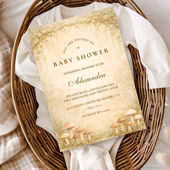Convites Enchanted Woodland Mushroom Baby Shower (Criador carregado)