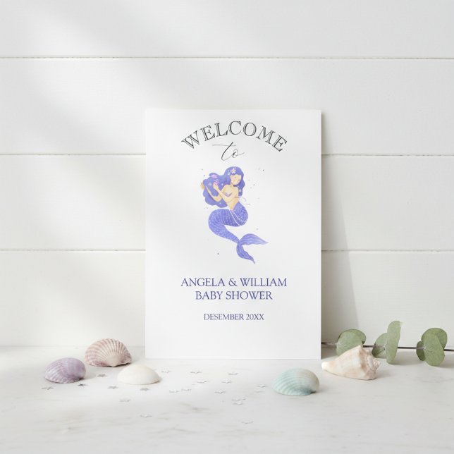 Convites Enchanting Purple Mermaid Baby Shower Invitation (Criador carregado)