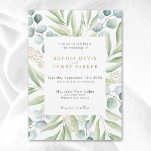 Convites Enche Eucalyptus Light Greenery Sage Wedding Invit