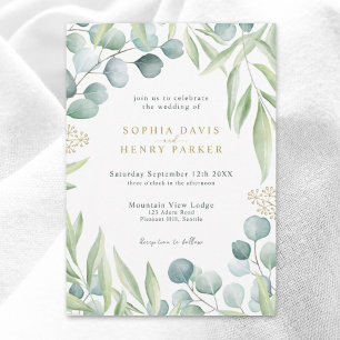 Convites Enche Eucalyptus Light Greenery Sage Wedding Invit