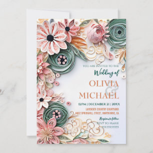 Convites Enchimento de Papelão Floral de Pastel Bonito