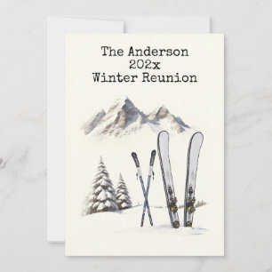 Convites Encontro de Família na Montanha de Neve de Esqui e