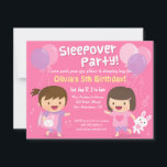 Convites Encontro de Meninas Fofas Festa de Aniversário Son<br><div class="desc">Convide seus convidados a trazerem seus pijamas, travesseiros e sacos de dormir para uma divertida festa de aniversário com pernoite! Vai ser uma noite de bate-papo entre meninas e muita diversão! O design apresenta duas meninas fofas, uma com rabo de cavalo e segurando um travesseiro enquanto a outra com um...</div>