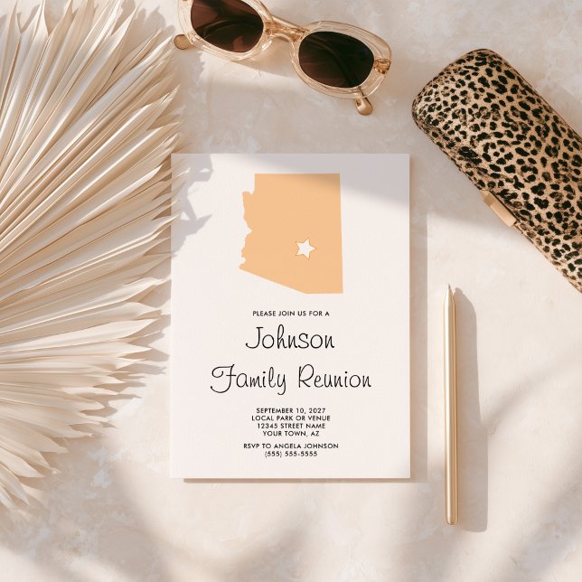 Convites Encontro Familiar Peach Arizona (Peach Arizona Family Reunion Invitation)