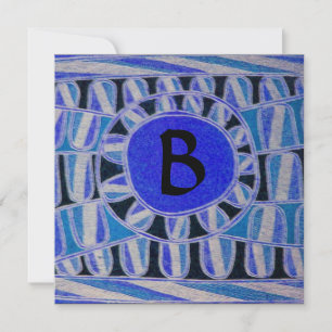 Convites ENERGIA SOLAR SOL MONOGRAMA Aqua Azul Preto Abstra