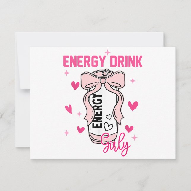 Convites Energy Beber Girly Funny Bebendo (Frente)