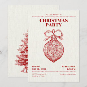 Convites Enfeite de Natal clássico vintage