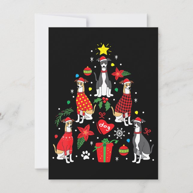 Convites Enfeite de Natal de Galgo Italiano para Árvore Mãe (Frente)
