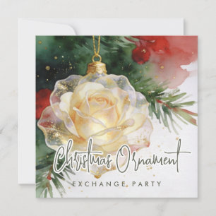 Convites Enfeite de Natal Glam com Forma de Rosa Invi