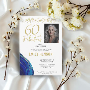 Convites Enfeite Dourado 60 e Fabuloso Aniversário de 60 an