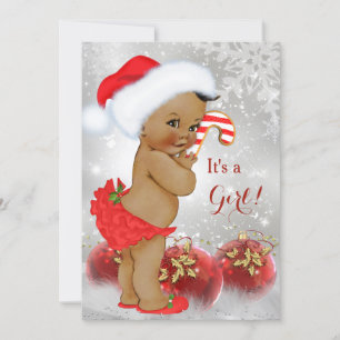 Convites Enfeite Dourado Vermelho Bolo de Natal Bebê Chuvad
