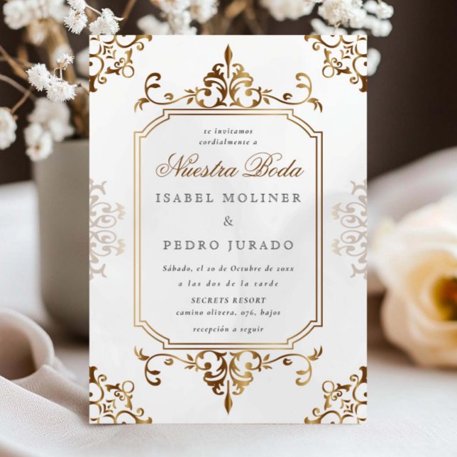 Convites Enfeite Vintage Creme Dourado Nossa Noiva Casament (Criador carregado)