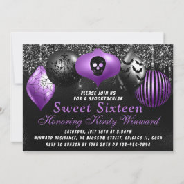 Convites Enfeites de Halloween Preto Roxo Sweet 16