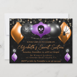Convites Enfeites de Halloween Roxo, Preto e Laranja Sweet