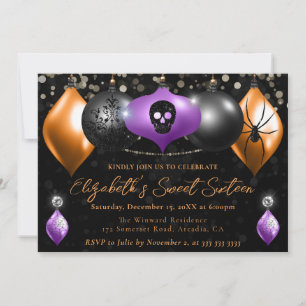 Convites Enfeites de Halloween Roxo, Preto e Laranja Sweet
