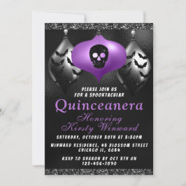 Convites Enfeites de Halloween Roxo Preto Quinceanera
