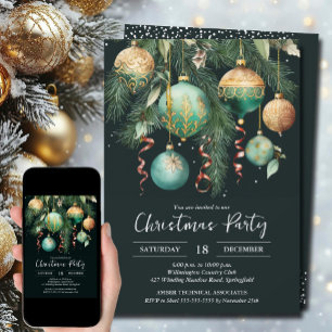 Convites Enfeites de Natal Árvore de Natal Verde Dourado Fe
