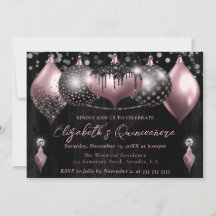 Enfeites de Natal Brilhantes Rosa e Preto Quincean