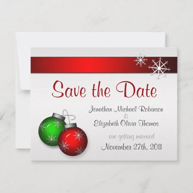 Convites Enfeites de Natal Casamento Save the Date (Frente)