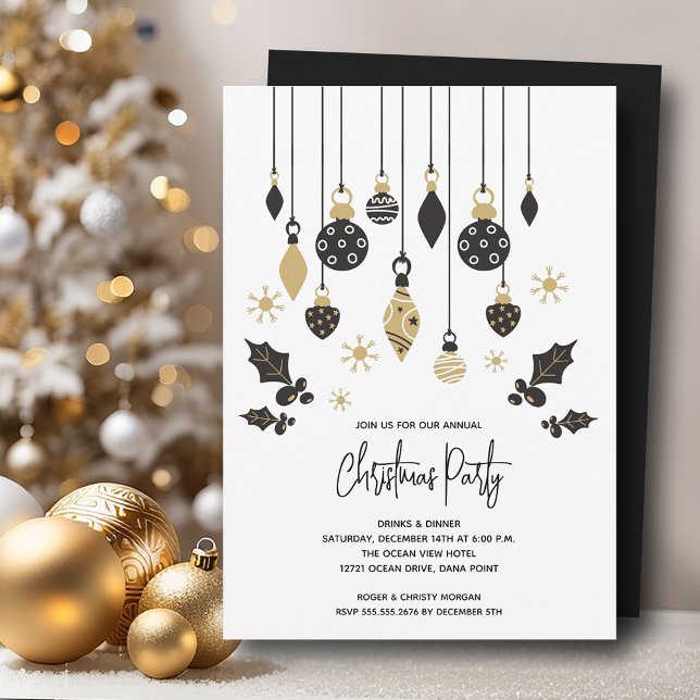 Convites Enfeites de natal chic (Chic Christmas tree ornaments party invitations, PRINTED and/or INSTANT DOWNLOAD)
