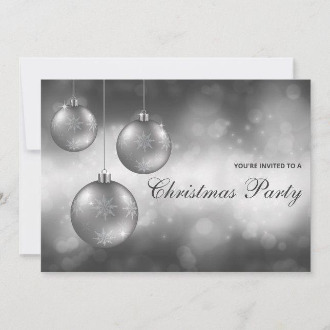 Convites Enfeites de Natal Cinza Prata Festa de Natal (Frente)