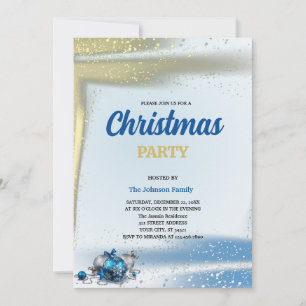 Convites Enfeites de Natal com Glitter dourado e azul PARTI
