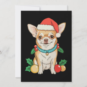 Convites Enfeites de Natal de Cachorro Chihuahua com Chapéu