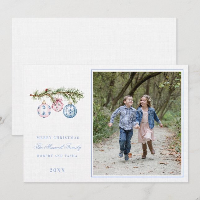 Convites Enfeites de natal do Grande Milênio, Rosa e Azul (Frente/Verso)