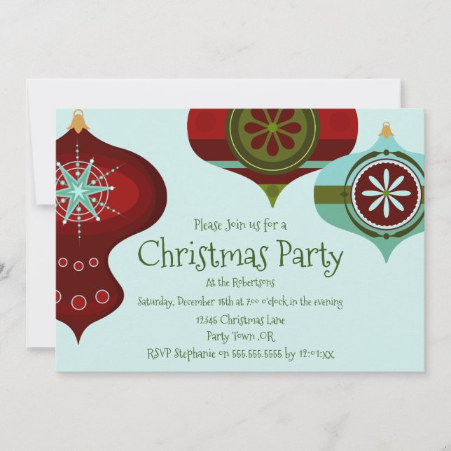 Convites Enfeites de natal Moderno do Meio século Retroativ (Frente)