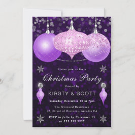 Convites Enfeites de Natal Rosa e Roxo para Jantar de Natal