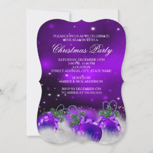 Convites Enfeites de Natal Roxo Prata Dourado Azevinho Fest