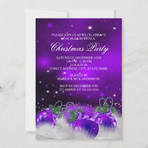 Convites Enfeites de Natal Roxo Prata Dourado Holly Festa d