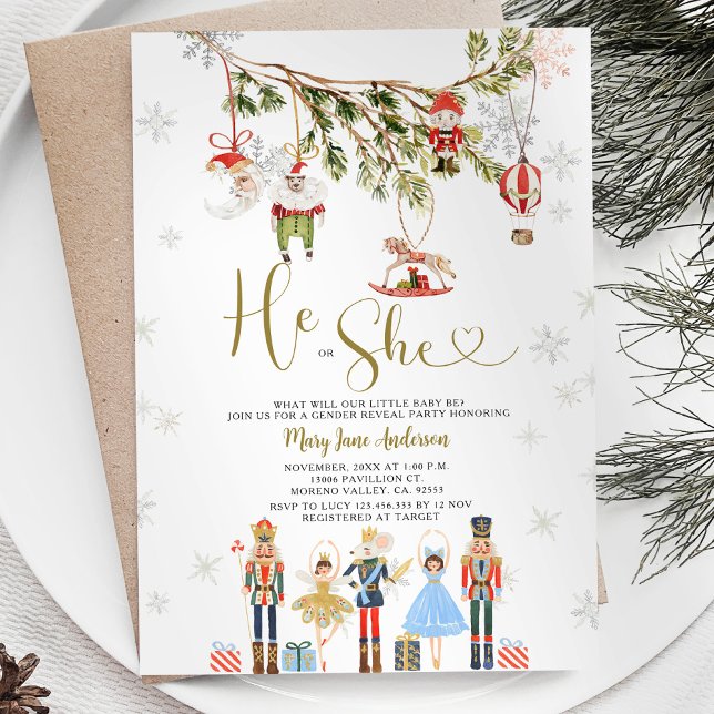 Convites Enfeites de natal WINTER Ele ou Ela Revelação de G (Criador carregado)