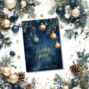 Convites Enfeites de Ouro Azul Marinho Bolas Natal Feriado