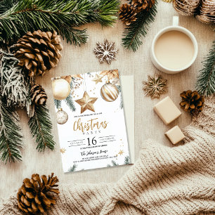 Convites Enfeites Elegantes de Ouro Poinsettia Festa de Nat