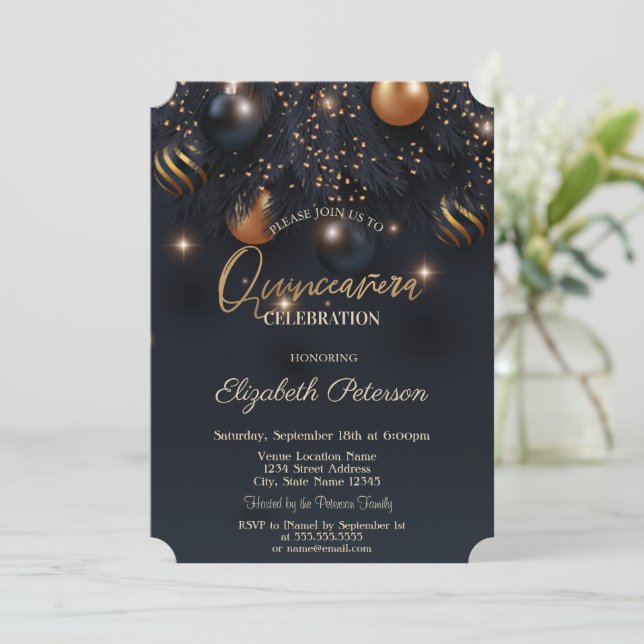 Convites Enfeites Elegantes e Chiques Quinceañera (Em pé/Frente)