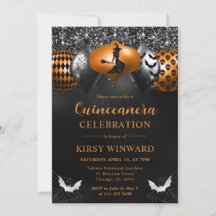Convites Enfeites Glamurosos de Halloween Quinceanera