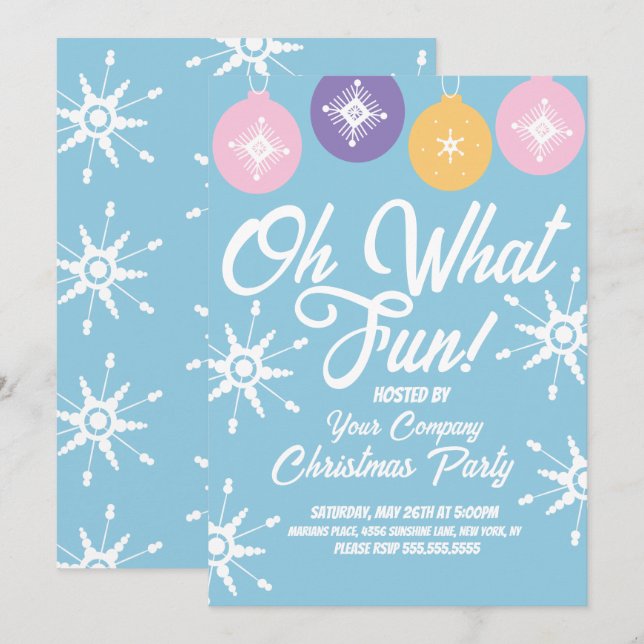 Convites Enfeites Groovy de Natal Flocos de Neve (Frente/Verso)
