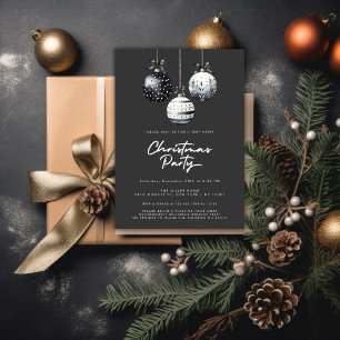 Convites Enfeites Preto e Branco Minimalista Festa de Natal