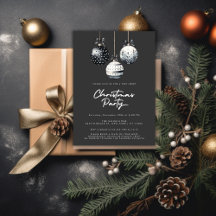 Enfeites Preto e Branco Minimalista Festa de Natal