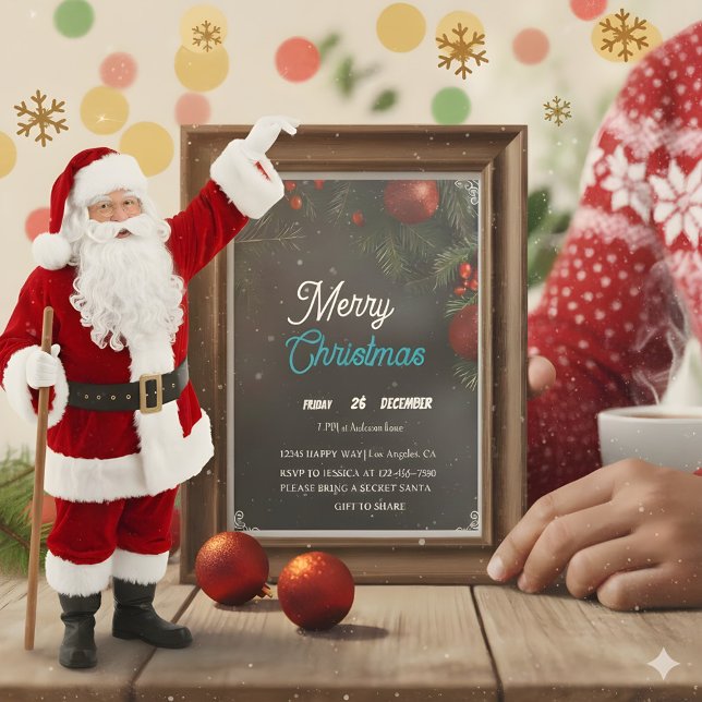 Convites Enfeites Vermelhos Modernos de Quadro Negro de Giz (Merry Christmas of all of those who buy my products 
 Thank you so much )