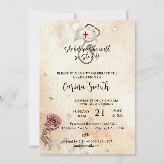 Convites Enfermando Graduação Ela Acredita Que Poderia Vint (Frente)