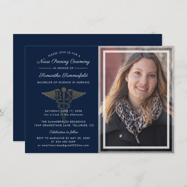 Convites Enfermeira de Graduação em Cerimônia de Pinning 20 (Frente/Verso)