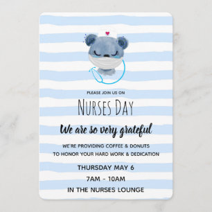 Convites Enfermeira de Urso Azul em Máscara - Apreciação
