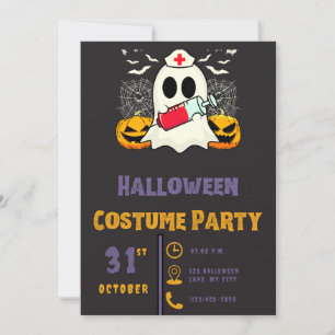 Convites Enfermeira Fantasma com Vilo do Halloween Negro Sa
